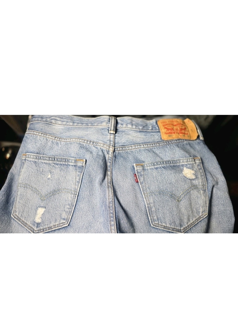 Light Wash Distressed Jeans - Blue - Picture 7 of 7